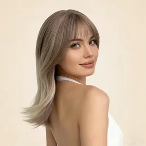 Long Synthetic Wig for Women Heat Resistant Natural appearance Looking Hair with Bangs, Perfect for Daily Use, Party & Cosplay (Ombre Blonde Mono )/ blonde highlight/ durable  hair  system