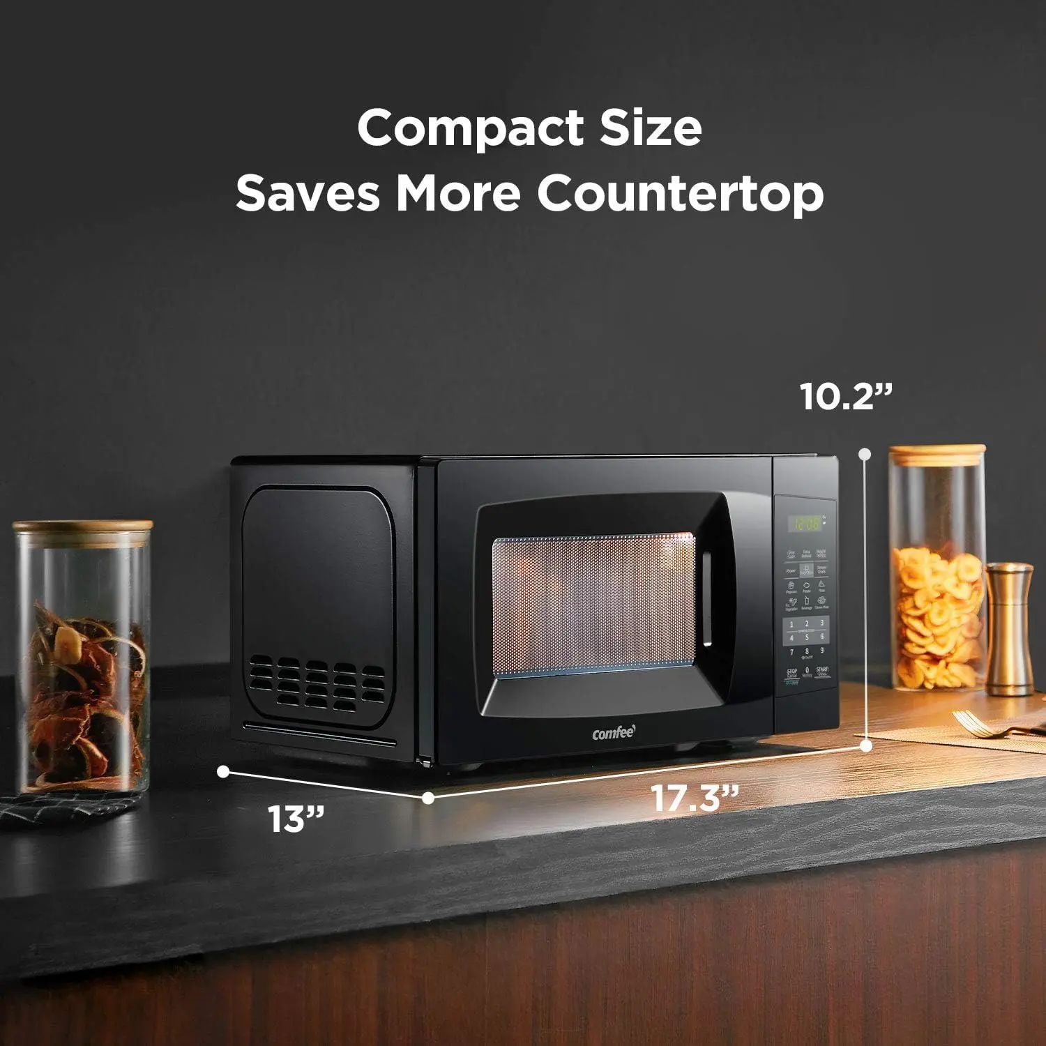 Compact 0. Cu Ft Countertop Microwave with Mute Function and  Mode, 700 , Black