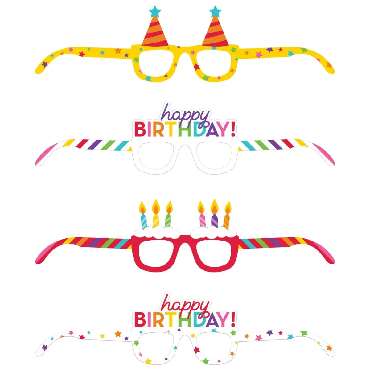 Creative Converting 359155 Happy Birthday Paper Glasses