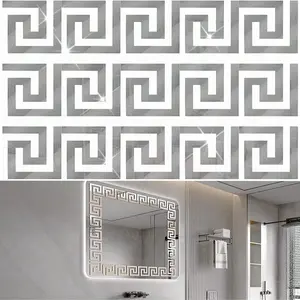 36-Piece Removable Acrylic Mirror Wall Stickers, Silver Color Tile Decals for Home Living Room Bedroom Decor, Room Aesthetic Enhancer