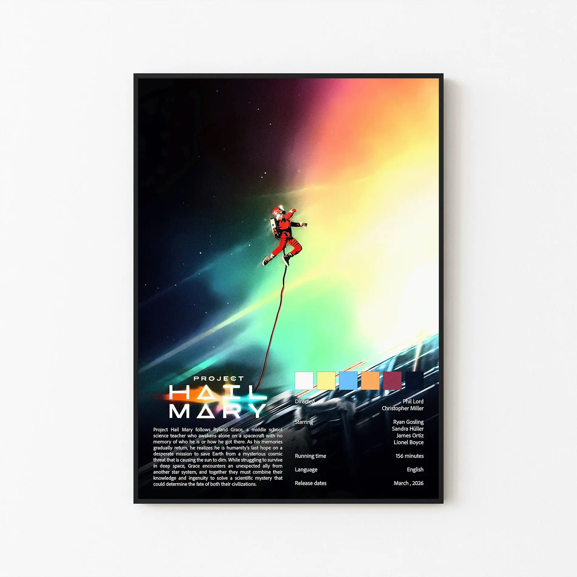 [Unframe] Project Hail Mary Movie Poster, Interstellar Inspired Wall Art, Sci Fi Movie Decor, Space Exploration Artwork, Modern Cinema Room Print, Gift for Film Lovers