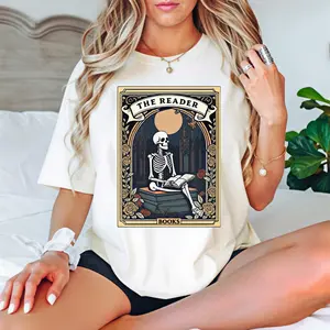 Comfort Colors ®   The Reader Tarot Card Shirt, Skeleton Reading Shirt, Unisex Tarot Card Shirt, Book Lover Gift, Bookish Gift,Tarot Lover Gift
