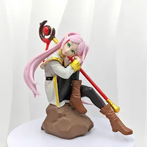 Elegantly Sitting Anime Figure • Purple-Haired Character Holding a Scepter • Realistic Stone Base • Ideal Holiday Gift for Anime Collectors