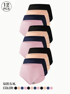 Women's Solid Color Brief, Soft Comfy Breathable Knicker for Daily Wear, Underwear for All Seasons, Soft Breathable Panties