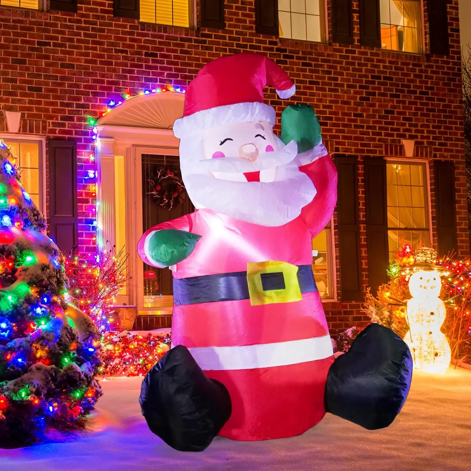 Gardwin 4FT Santa Claus Christmas Inflatable Outdoor Decoration with Built-in LEDs, for Indoor Garden Lawn Party Home Festive Decor