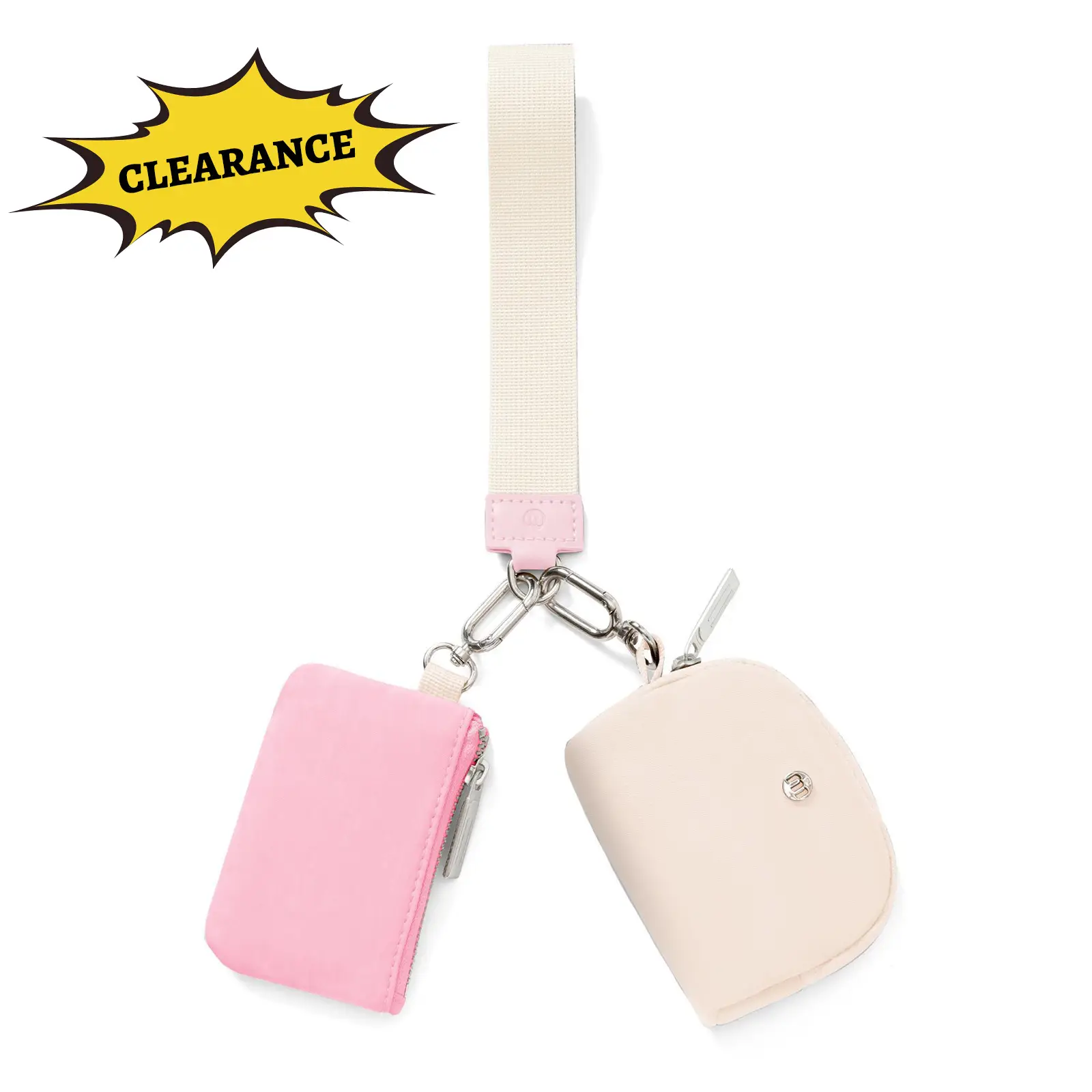 Keychain Wallet -Mini Zip Around Wristlet Wallets with Detachable Dual Pouch - Ideal Portable Coin Purse for Women and Men