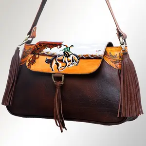 Women's Crossbody Bag - Genuine Western Leather, Full Grain, Antique Finish, YKK Zipper, 8in x 3in x 12in, Eco-Friendly, Handcrafted