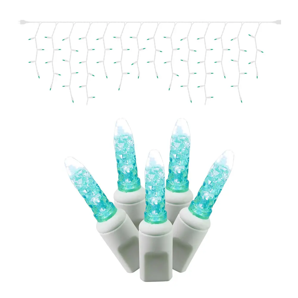 212 MAIN M5 LED Icicle Light String - 70 Teal Lights, 9 Ft White Wire, Sparkle Effect, Christmas Ornaments, Festive Party Lighting, Home Decor, Home Decor Ornaments, Party Lighting Decoration