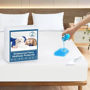 2 Pack Twin Mattress Protector Waterproof Terry Twin Bed Sheets Fitted up to 14'' Soft and Breathable Mattress Topper Pad Cover Machine Washable