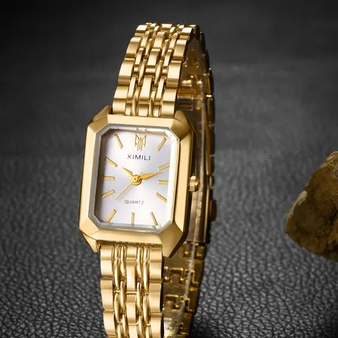 Women's Fashion Rectangle Dial Watch, Simple Stainless Steel Band Quartz Watch, Trendy All-match & Exquisite Watch for Birthday Gift, Elegant Quartz Watch