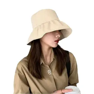 2026 Women's Pleated Silk Foldable Hat – Summer Bucket Hat, Large Head Circumference Sun Hat, Outdoor Sunshade & UV Protection Hat