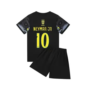 Sports Set, Breathable Shirt, Christmas Gift for Kids, Football Fan Jersey, Neymar Jr Training Clothes, Sports Tops, Casual Short Sleeve and Shorts, Sporty Breathable Outfits