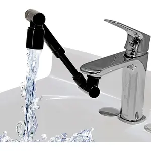 JCMDM Universal Swivel Faucet, Kitchen Faucet Aerator, Rotation Faucet Extender Black - Bathroom Sink Aerator-Bathroom Faucet Extender, Faucet Extension - 1440°Faucet Extender (Stainless Steel, Black)