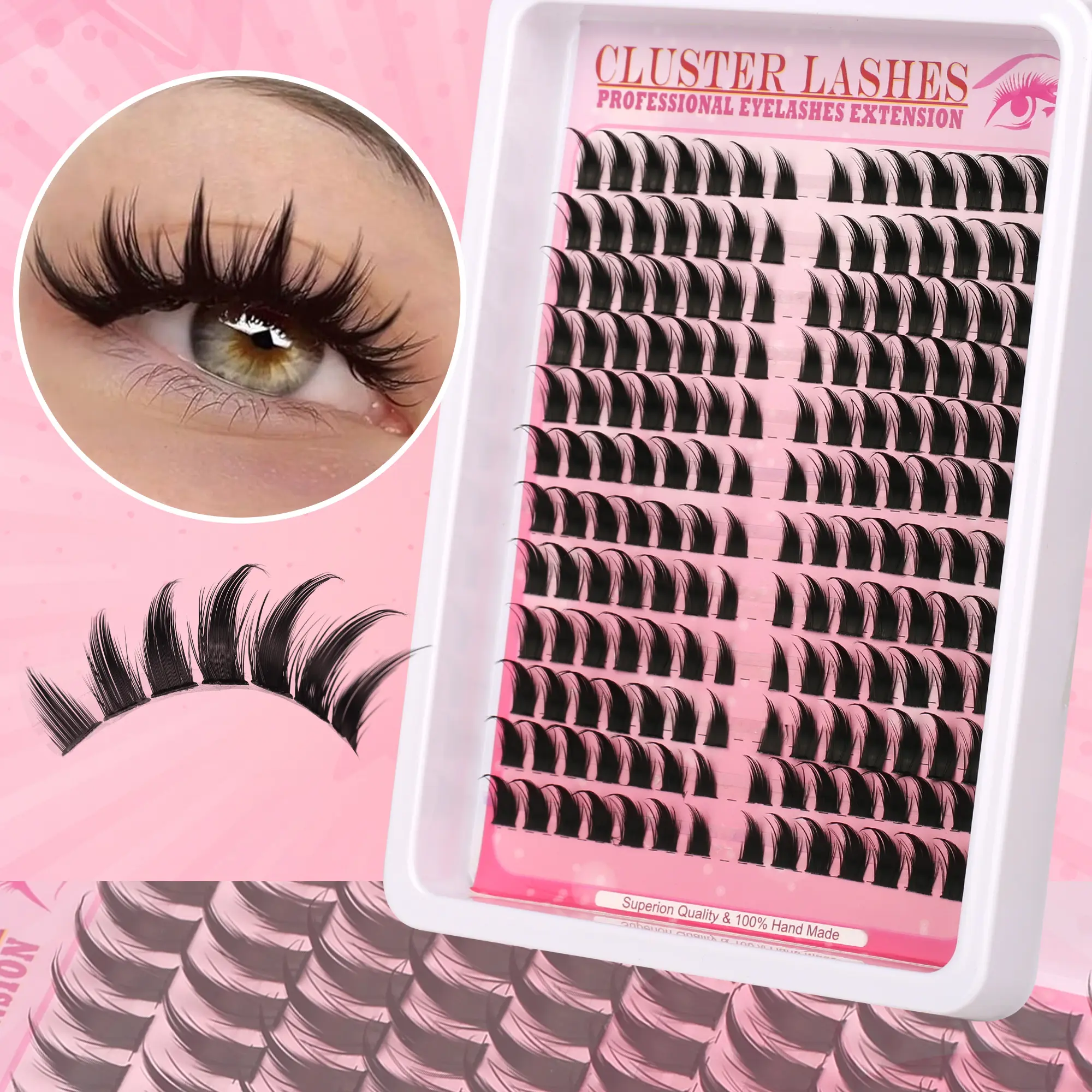 DIY False Eyelashes Long Manga Volume Eyelash Clusters, Soft Cat Eye Lashes, Reusable Multiple Times, Fine D Curl Eyelashes, Makeup Accessories