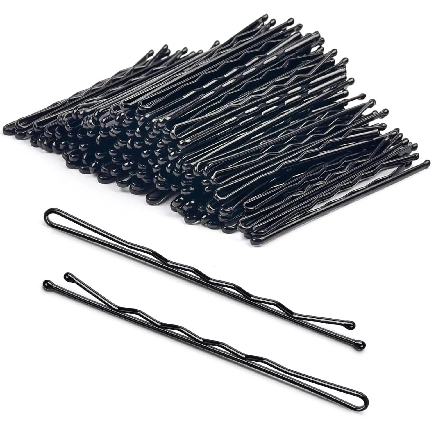 2 Inch Black Hair Bobby Pins Metal Clips Twisted Spiral Curved with Ball Tips Non-slip Decorative Long Short for Women  Nickel Free Hairdressing Wedding Accessories with Case 100 count