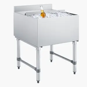 VEVOR Commercial Ice Bin, 79.9 Qt Max Capacity, 24x 24x 33 Inch Stainless Steel Ice Chest with Sliding Lid, 24H Long-Lasting Insulation, Cooler Cart Cocktail Unit for Bar Restaurant Pub, NSF