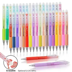 12/24/36 Colors,Colorful Erasable Gel Pens with Eraser,0.7mm,Retractable Gel Ink Pens,Assorted Colors Fine Point Pens for Drawing, Writing,Planner at School