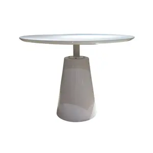 360 Stand 42-in Round Top Wooden Dining Table, White Wood & Metal Pedestal Base, 30.5x42.1x42.1 in Dimensions, Contemporary Home Decor, Seats 6, Wooden Table