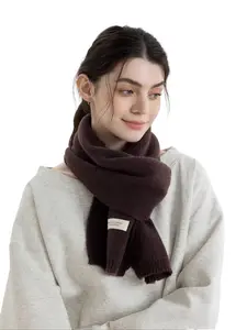 Women's Plain Knit Scarf, Cute Street Style, Fitted Design, Fall & Winter Accessory, Moderate Fabric Thickness, Perfect for Daily Wear, Fluffy Soft Scarf