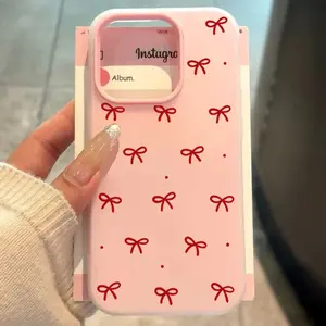 Cute Red Bow Print Matte Phone Case for iPhone 17 Air 16 15 14 13 12 11 Pro Max X XS XR 7 8 Plus 16E SE2 Shockproof Cover Cases