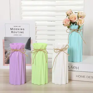 Plastic vase creative living room ornament home wind flower arrangement imitation porcelain dried vase