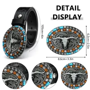 Premium Real Leather Cowboy Belt Inlaid With Turquoise, Distinctive Boho Western Design, Perfect Surprise Gift For Style Lovers