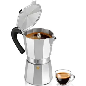 Coffee Maker Stovetop Espresso Maker 14 Cup Aluminum Moka Pot Percolator 23oz 700ml Easy Brewing for Electric Ceramic Stoves Home Camping Italian Cuban Café Classic Silver
