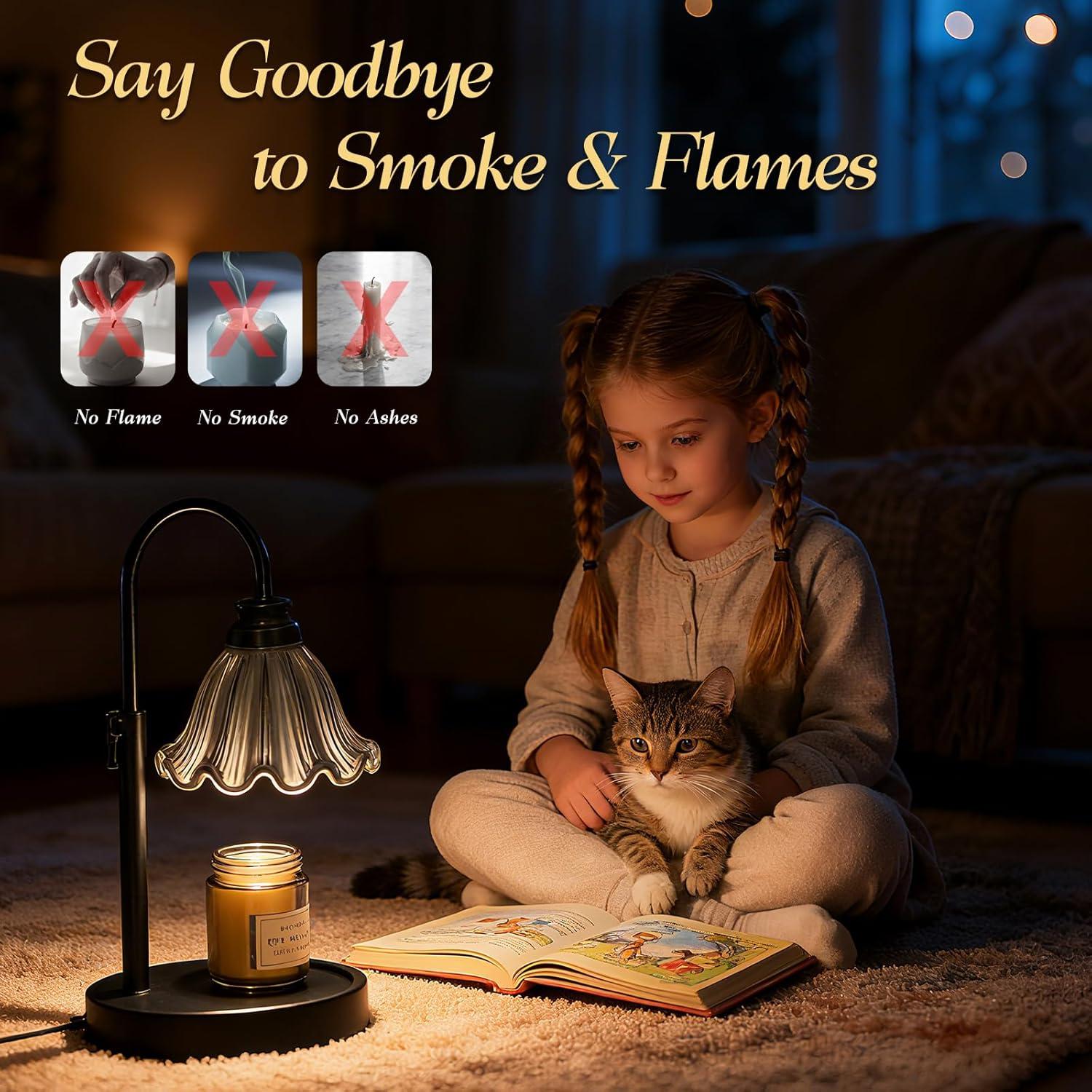 Candle Warmer Lamp with Timer and 4 Brightness Levels, Height Adjustable Candle Lamp Warmer for Bedroom, New Home Decor, Housewarming Gifts for Women