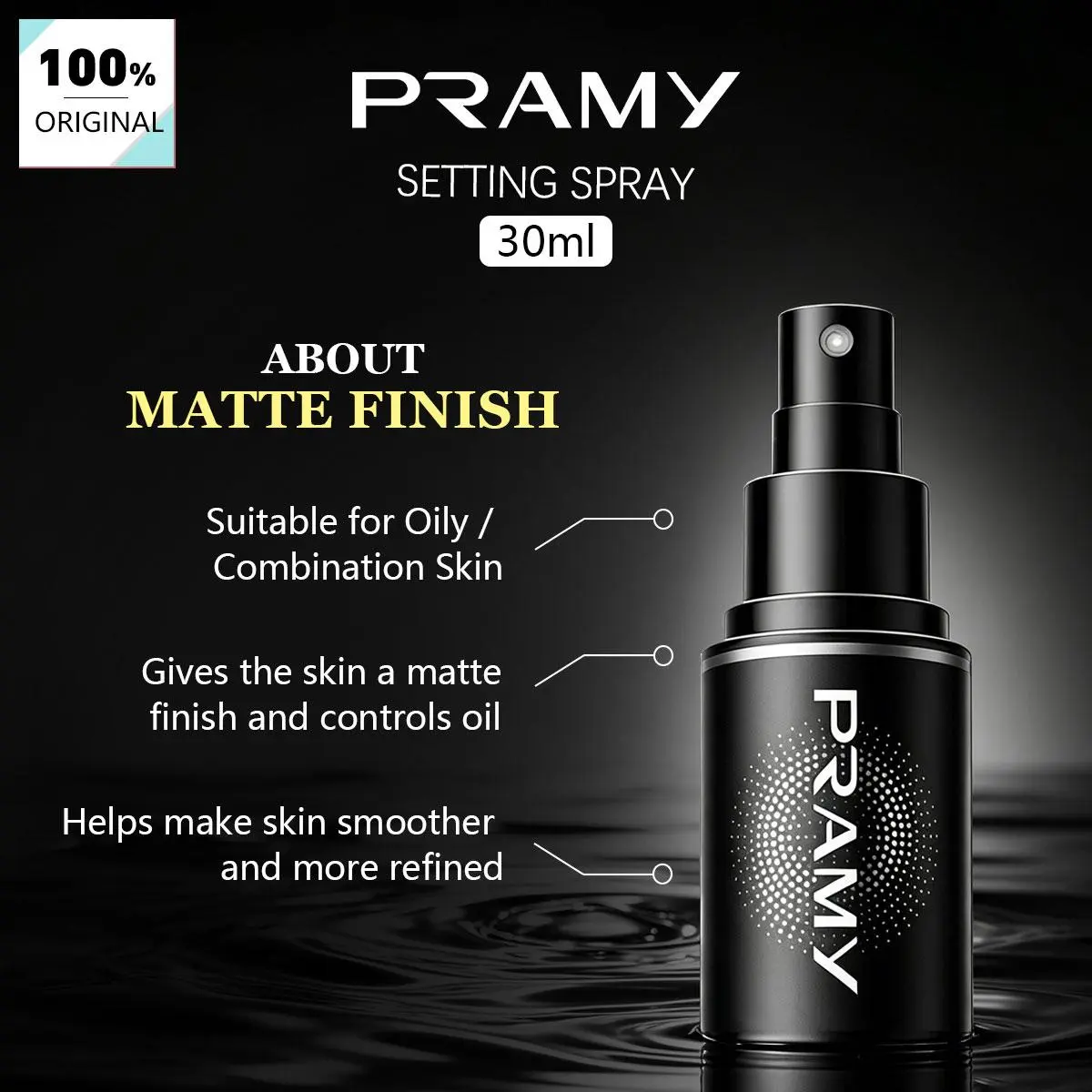 Pramy Moisturizing Makeup Setting Spray Matte Finish,Smoothing Effect&Makeup Lock,Shine Control,Non-Greasy&Quick Setting Mist