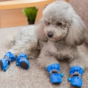 4 pcs/set Small Non-Slip Dog Boot with Closure and Cushioned Insole - All-Weather Paw Protection for Small Poodle Dogs, Ideal for Rainy Season Outdoor Outings to Keep Paws Dry - Perfect for Pet Outings