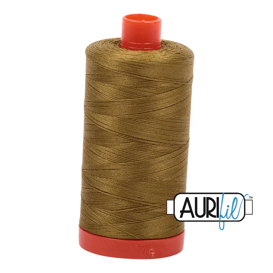 Aurifil 50wt Cotton Thread - Medium Olive (A1050-2910), 1422yd Large Spool, Earthy Neutrals Option, for Quilting, Home Decor, Clean Stitch, Reduced Lint, Reliable Tension, Refined Finishing Work