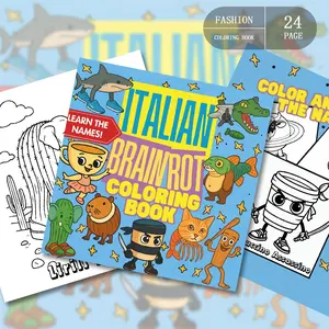 1pc Italian Brainrot Coloring Book for Adults, paper, includes quirky anthropomorphic details, perfect for parent-child creation, stress relief, Family activity, enhances creativity, and makes a great Christmas gift