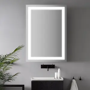 JONATHAN Y Remy Rectangular Frameless Antifog Front-Lit Wall Bathroom Vanity Mirror with Smart Touch JONATHAN Y Remy Rectangular Frameless Antifog Front-Lit Wall Bathroom Vanity Mirror with Smart Touch
