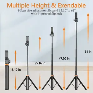 61" Phone Tripod for iPhone/Android & Selfie Stick with Remote, Upgraded Stand, Compatible with iPhone 16/15/14/13, Travel-Friendly & Stable