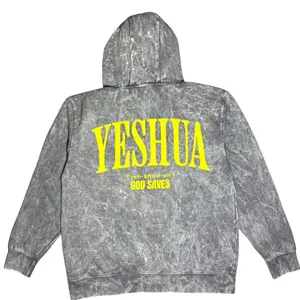 YESHUA Grey Hoodie – “God Saves” Edition Christian Clothing unisex long sleeve Sweatshirts Tops Pullover Casual Menswear