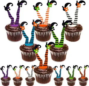 Halloween Cupcake Toppers Witch Boot Paper Cupcake Decorations for Cupcake Dish Decoration Party Supplies, 30 Pack