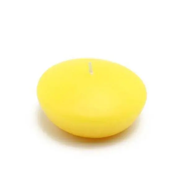 CFZ-049-0 Round Unscented 3 in. Floating Wax Candles, Handpoured Ball-Shaped Yellow Home Decor Candles - 12 Pieces per Box, Floating Candles