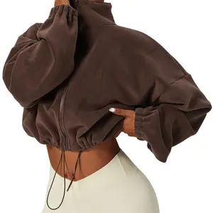 Women’s Fleece Jacket – Fashion Long Sleeve Stand Collar Zip Up Coat, Warm Fall & Winter Outwear for Casual or Outdoor Wear