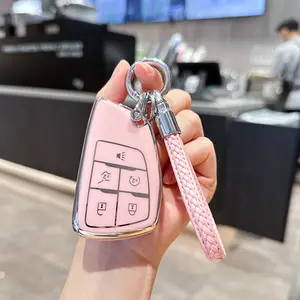 for Chevy Key Fob Cover with Keychain TPU Key Case Shell 360 Degree Protection fit for 2021-2024 Chevrolet Suburban Tahoe GMC Yukon Denali Sierra Buick Envision Smart Key