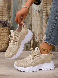 Women's New Casual Sports Shoes, Large Size Lightweight Soft Sole Anti-Slip Comfort Low Top Lace-Up, Perfect for Travel Shopping Garden Beach Activities Walking Shoes