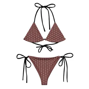 Chocolate Polka Dots Bikini Printed Bikini 90s 80s Triangle Bikini