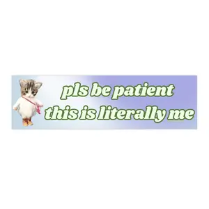 Pls be patient this is literally me | Bumper Sticker AND Magnet | Funny Meme Sticker | 8.7'' X 2.7'' | Waterproof Premium Quality