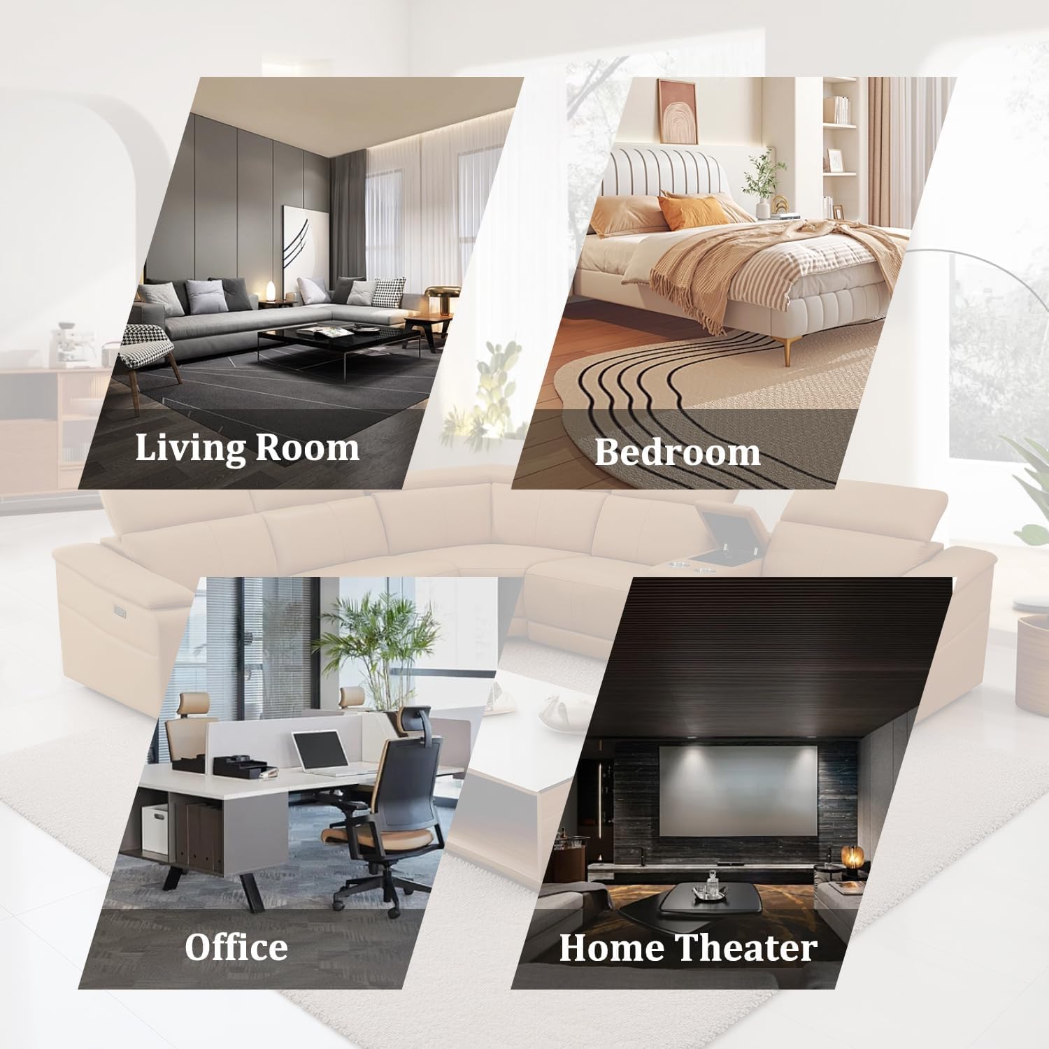  Power Recliner Sectional Couch, Breathing Leather Living Room Furniture Set, Reclining Corner Sectional Sofa with Storage Console/Cup Holders for Home/Office