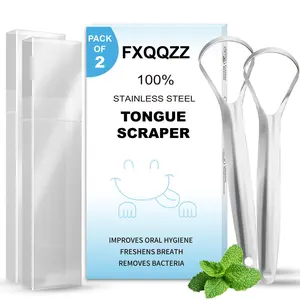 Adult Tongue Scraper Set with Travel Cases, Oral Care Tool for Bad Breath Treatment, Stainless Steel Metal Tongue Cleaner for Daily Use, Tongue Cleaning Kit