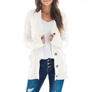 ZESICA Women's Cardigan Sweaters 2025 Fall Button Down Open Front Cable Knit Casual Trendy Winter Clothing Outerwear