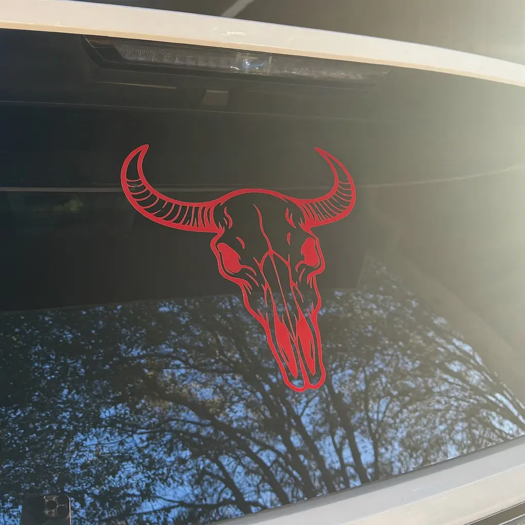 Longhorn Skull Car Decal - Western Vinyl Sticker for Trucks & SUVs, Truck Accessories, Car Decals, Bold Western Look, Waterproof, Weather Resistant, High-Quality Material, Custom Sizes Available