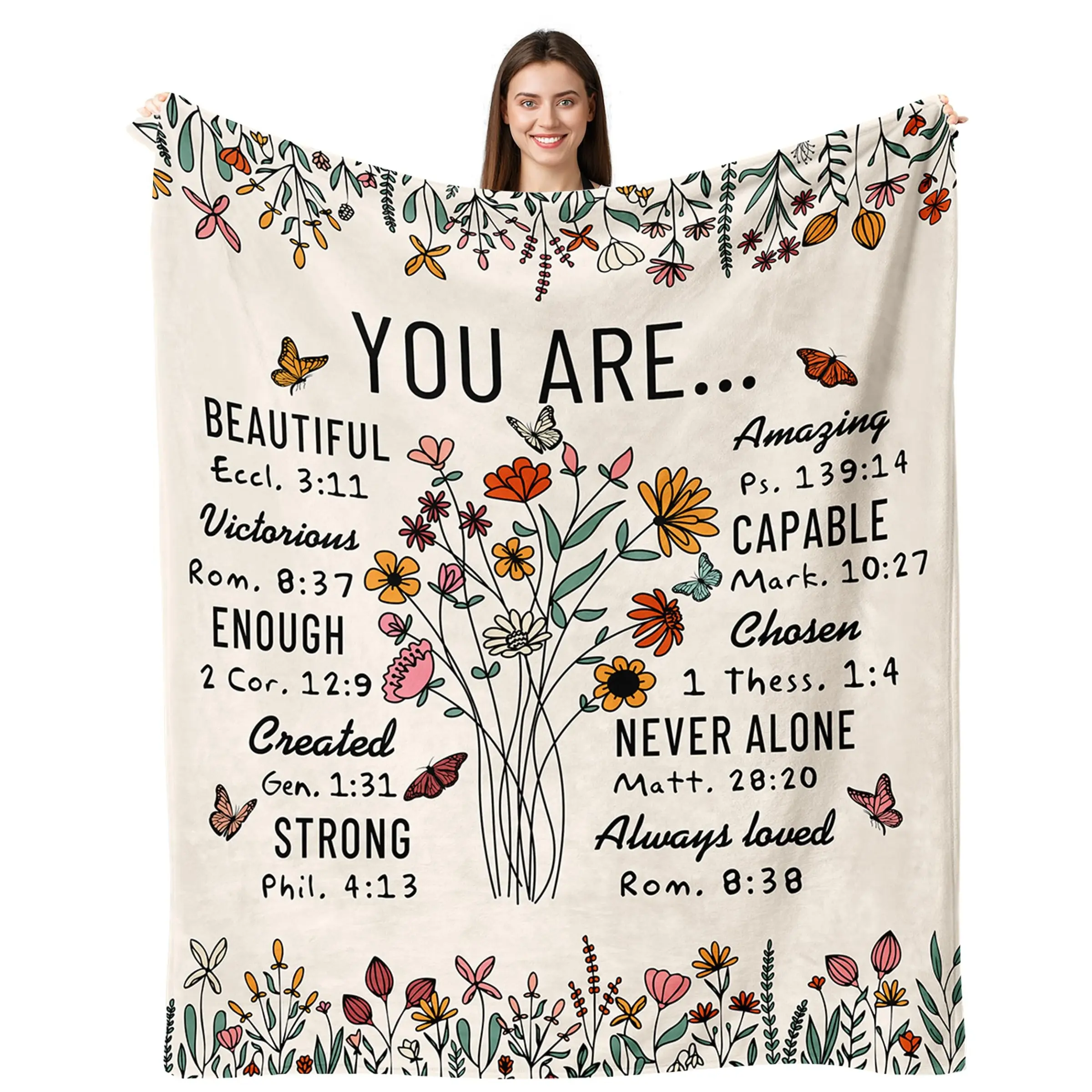 1PC Christian women birthday gift throw blanket, Christian women blanket, inspirational religious spiritual gift, Christian flower gift, Wife Blanket Gifts