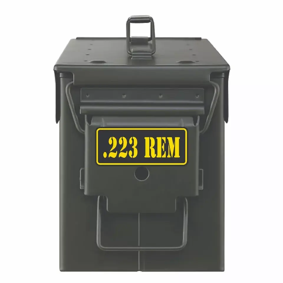 .223 REM Ammo Can Box Decal Bullet Gun Safety Hunting Caliber Vinyl Decal Sticker Sign Range