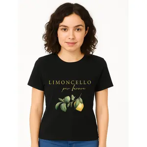 Limoncello Per Favore T Shirt Black Casual Wear Personalized Unisex Women's Top All Season Comfortable Breathable Short Sleeve Tee Suitable For Any Outfit Made In Usa