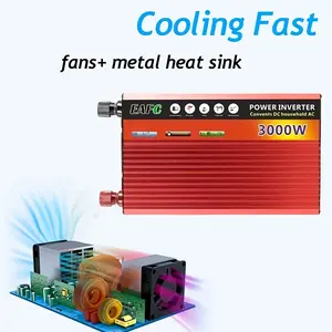 3000W High-Power Car Power Inverter DC 12V To AC 110V Modified Sine Wave Converter LCD For US Plug- Universal Portable Automatic Power Adapter for Car, Marine, and RV - Safe, Reliable, and Efficient [3000W Power Inverter]